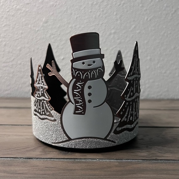 Bath & Body Works Other - Bath & Body Works NEW 3 Wick Candle Holder Snowman With Winter Christmas Trees